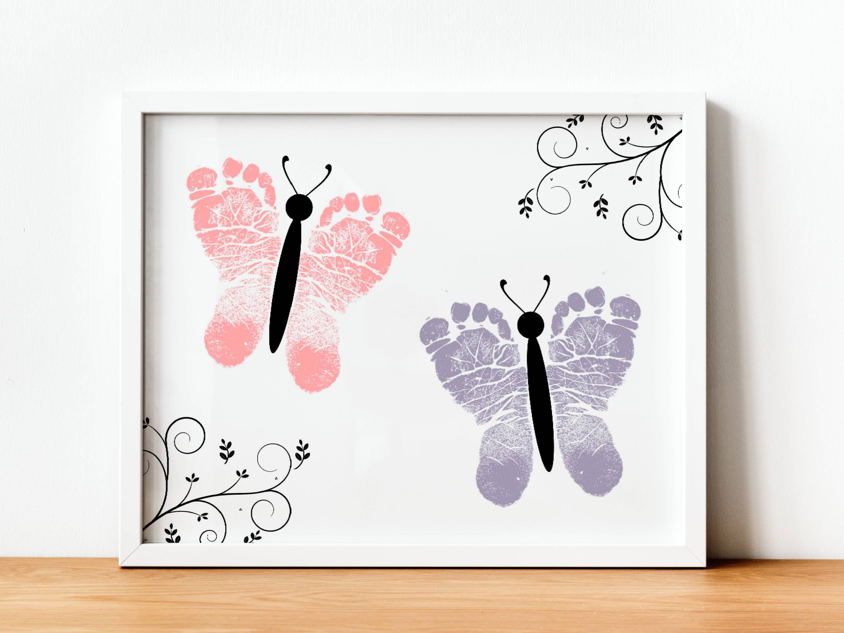 Butterfly footprint craft footprint art baby keepsake daycare craft daycare activity toddler craft printable craft template