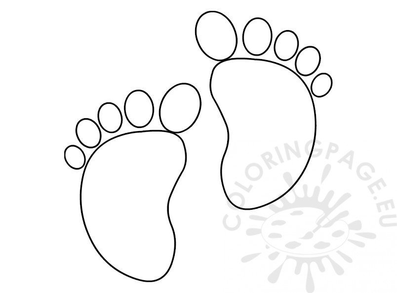 Baby footprints blue template coloring page