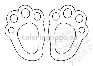 Easter bunny paw print template large coloring page