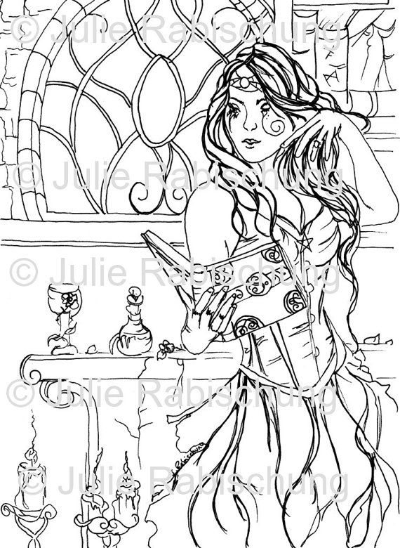 Digital stamp coloring page fantasy