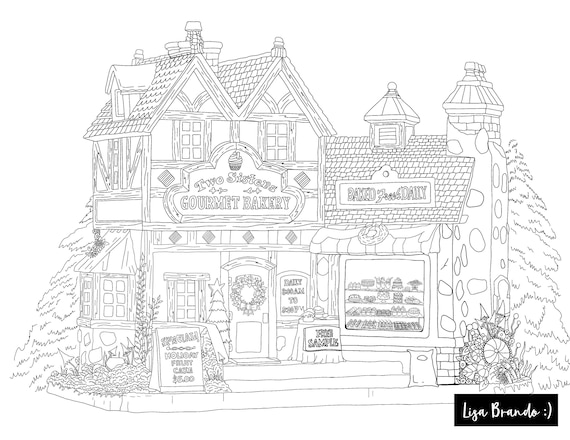 Gourmet bakery coloring page color sell available for mercial use put on prints posters fabric pillows and more lisa brando