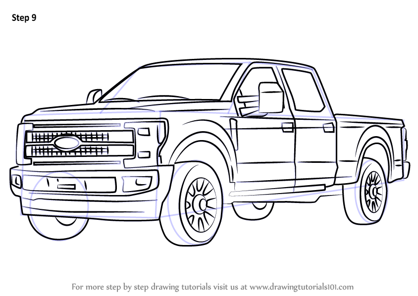 Learn how to draw ford f trucks step by step drawing tutorials truck coloring pages monster truck coloring pages ford f
