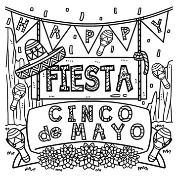 Premium vector cinco de mayo fiesta coloring page for kids