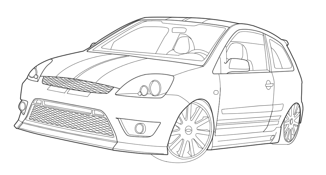 Ford fiesta xr line art by onyxix on