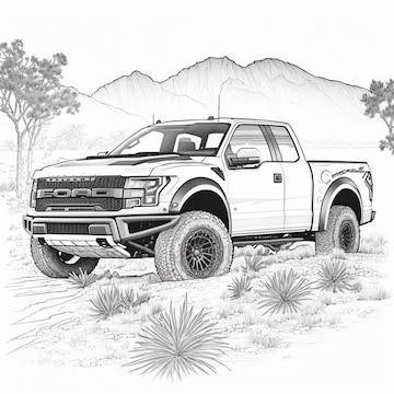 Premium photo truck coloring page black and white for coloring book