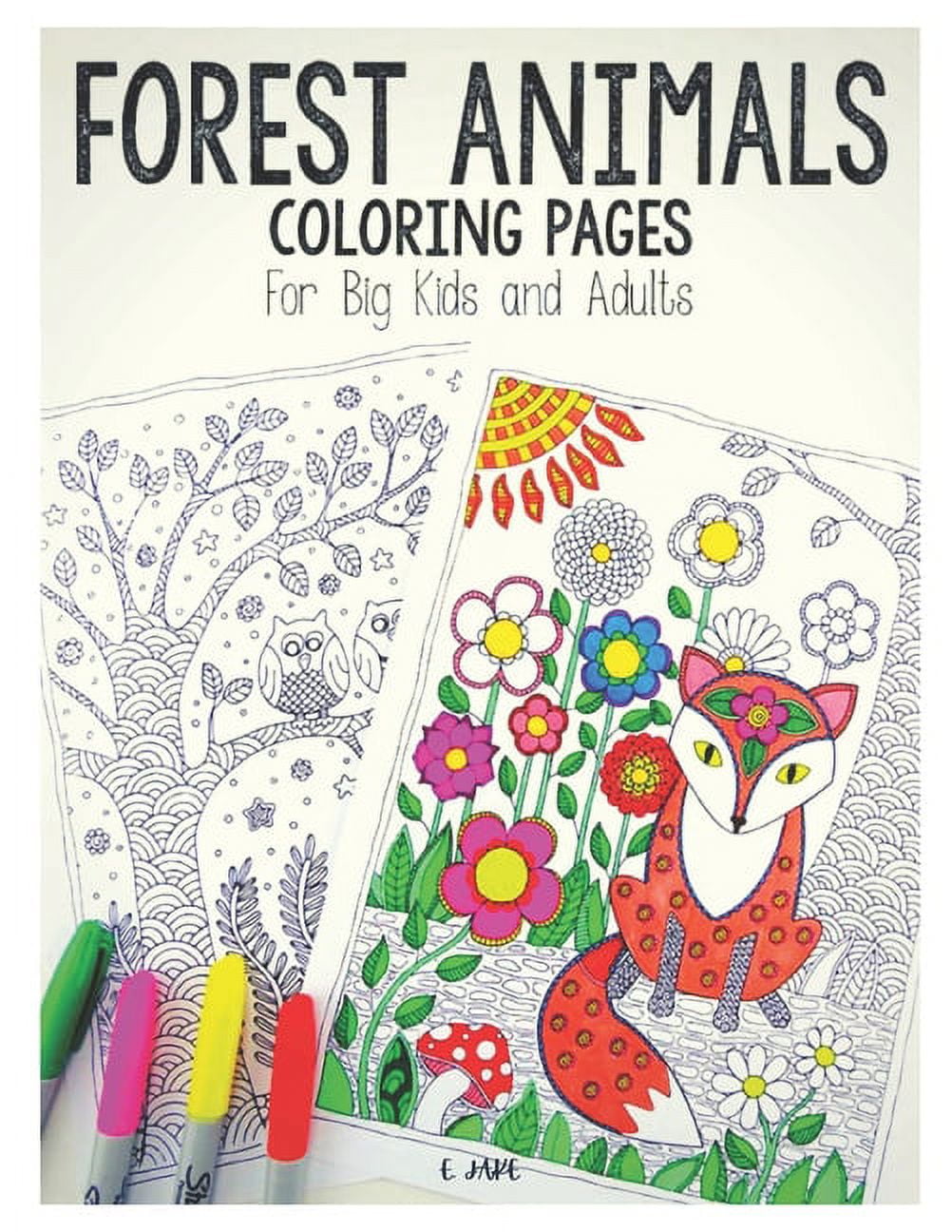 Forest animals coloring pages for big kids and adults coloring book paperback