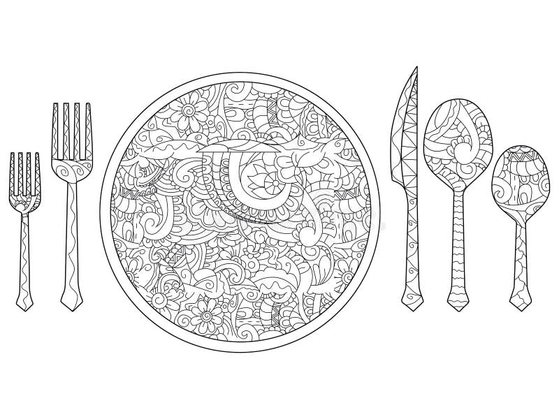 Vector illustration of plate knife spoon and fork cutlery set stock vector