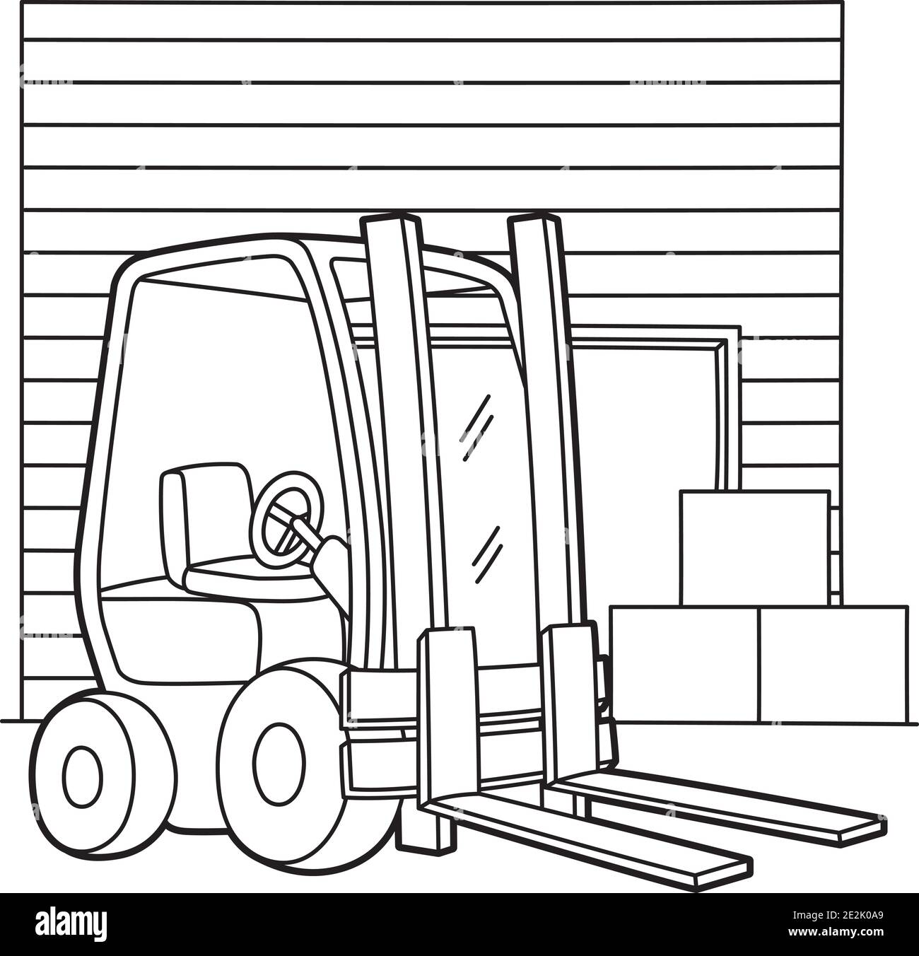 Forklift coloring page stock vector image art