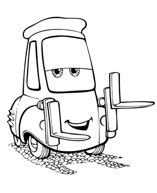 Free coloring page with guido a forklift