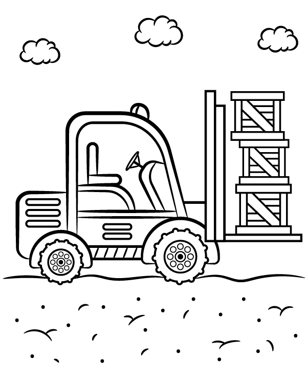 Printable coloring sheet with forklift