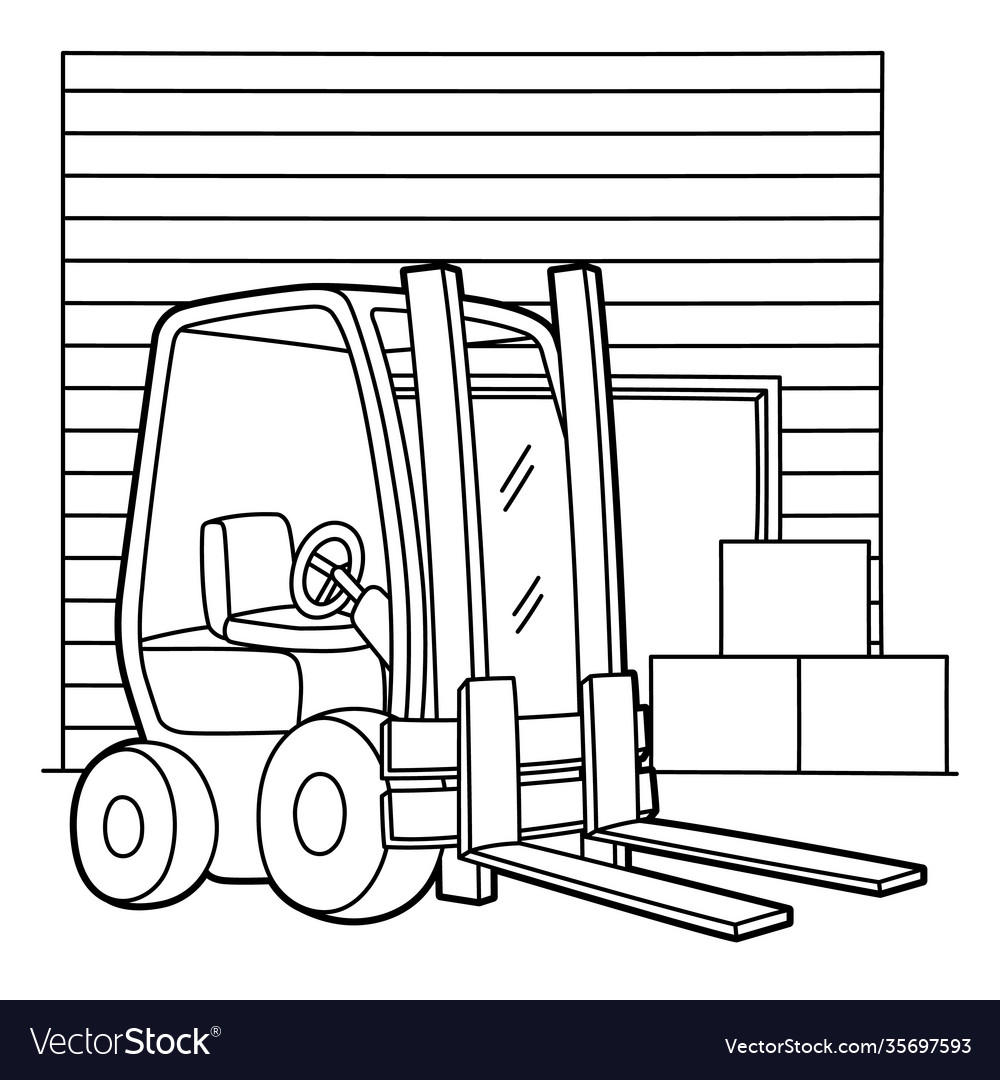 Forklift coloring page royalty free vector image