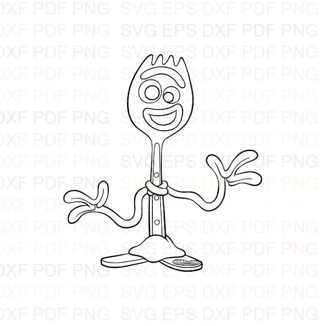 Forkyoutlinetoystory svg dxf eps pdf png cricut cutting file vector clipart instant download