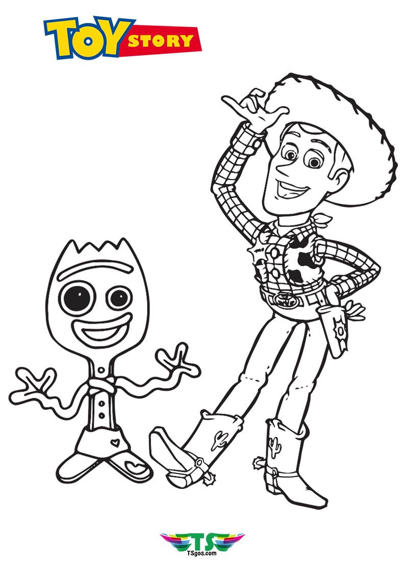 Woody and forky toy story coloring page for kids toy story coloring pages coloring pages for kids coloring pages
