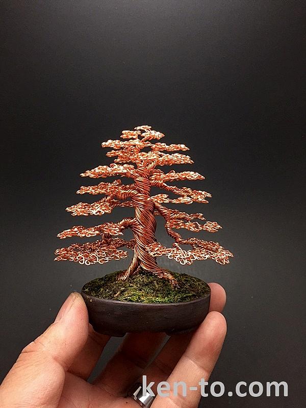 Formal upright wire bonsai tree sculpture sculpture by ken to