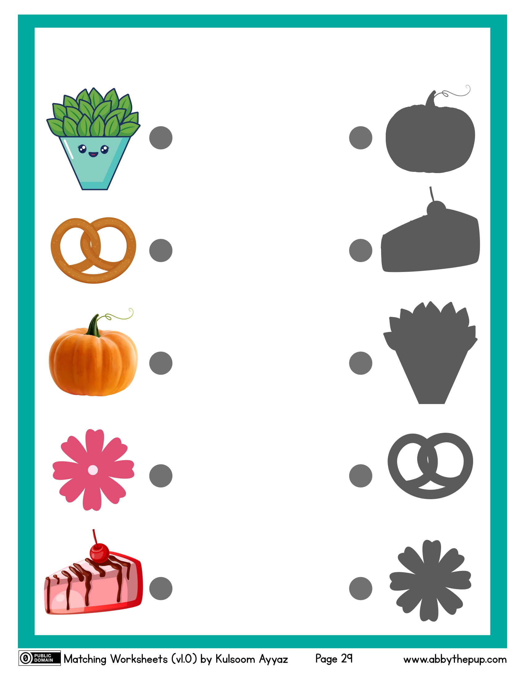 Match picture with its shadow worksheet free printable puzzle games