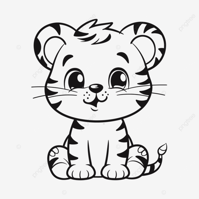 Lindo tigre bebã dibujos animados para colorear pãgina vector ilustraciãn croquis dibujo png tigre fotos dibujo contorno de fotos de tigre bosquejo de las imãgen del tigre png y vector para