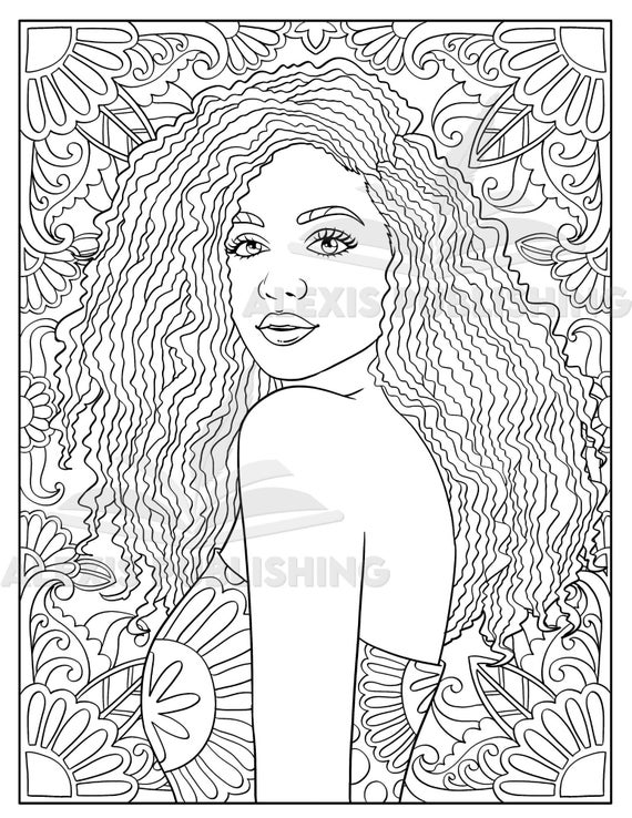 Dibujo para colorear para adultos imprimible hermoso retrato de mujer negra descargar ilustraciãn archivo jpg imprimible