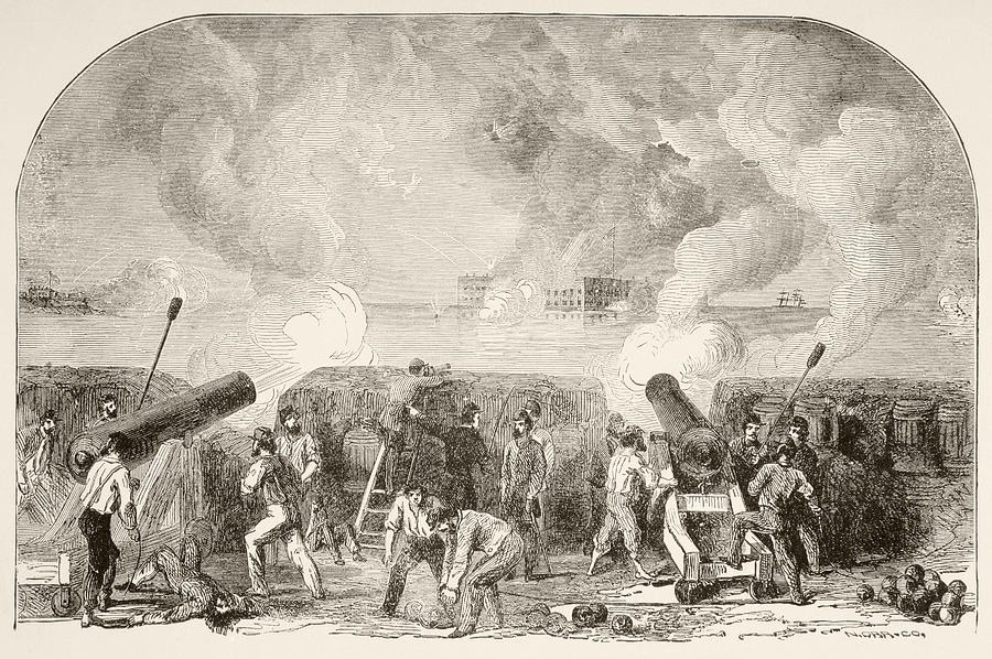 The attack on fort sumter april and drawing by vintage design pics