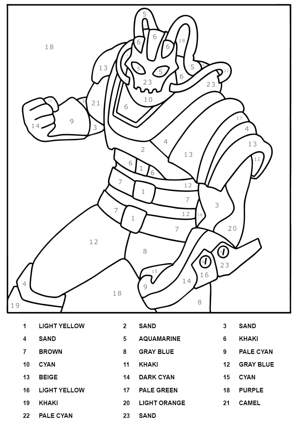 Kit fortnite color by number