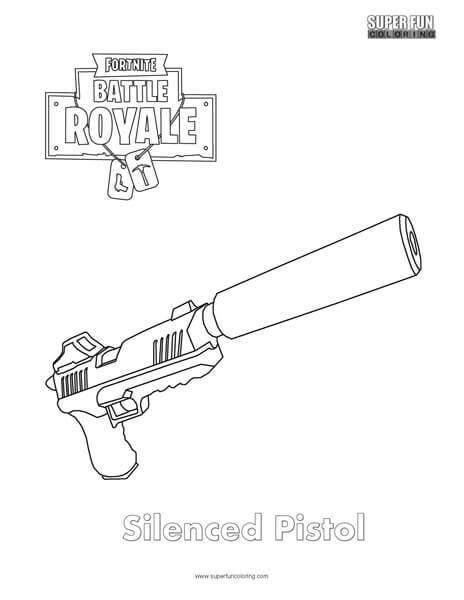 Silenced pistol fortnite coloring page