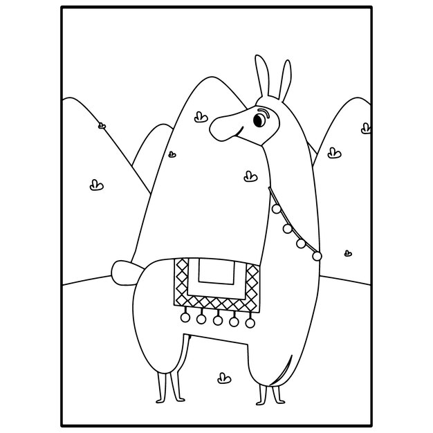 Premium vector llama coloring pages for kids premium vector