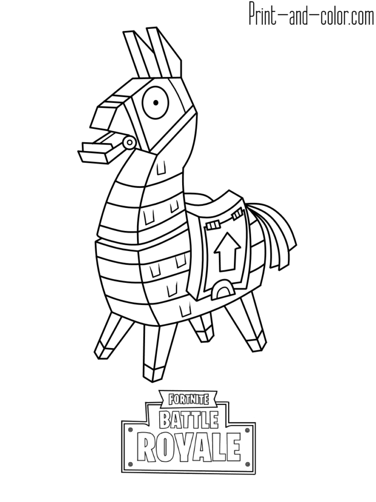 Colorful fortnite battle royale llama coloring page