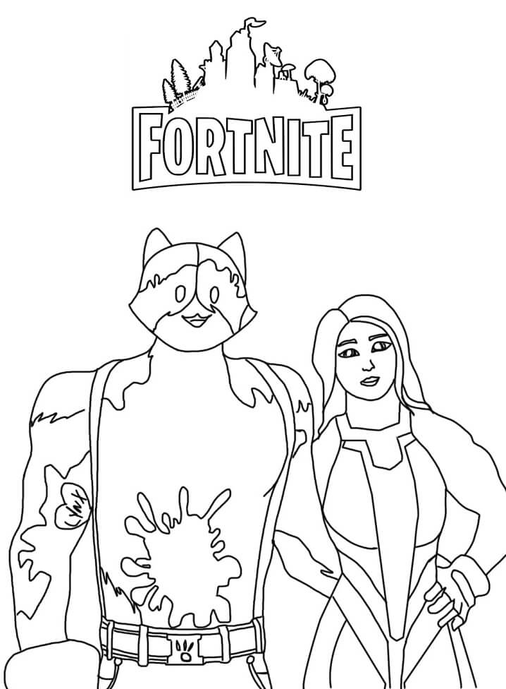 Meowscles and she hulk fortnite coloring page