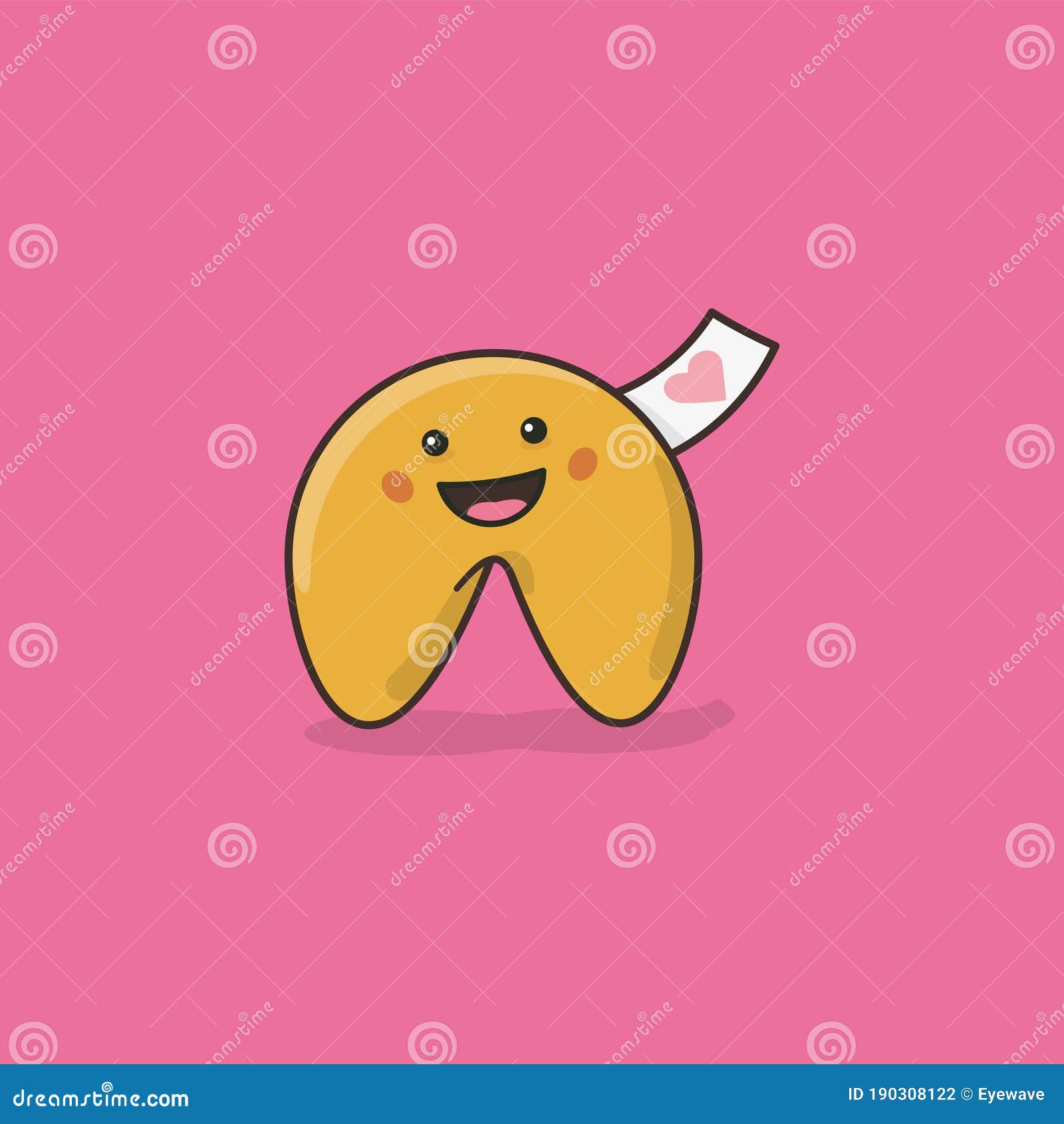 Cute kawaii fortune cookie vector illustration stock vector