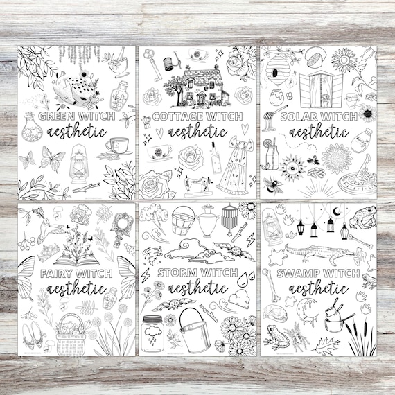 Witchy aesthetic coloring pages witchy coloring page coloring pages for adults spiritual coloring page all ages coloring page