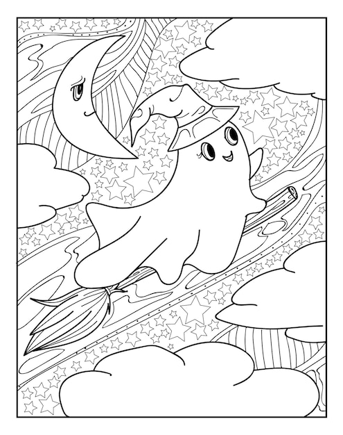 Premium vector halloween coloring pages for adults coloring book