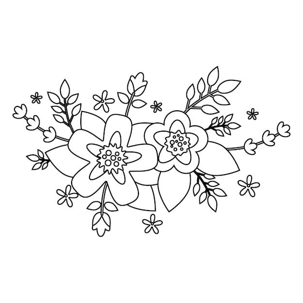 Premium vector flower outline black and white coloring page