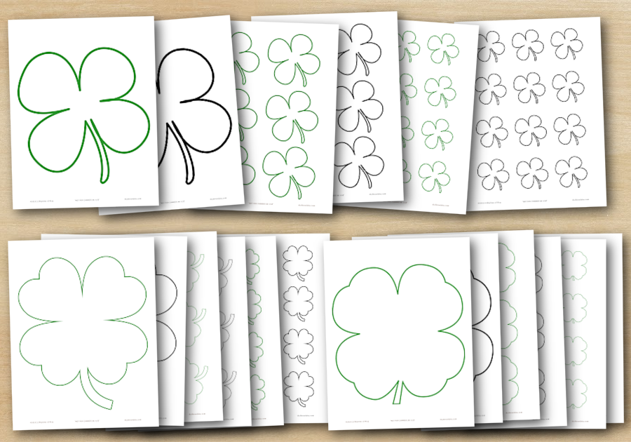 Printable four leaf clover outline templates