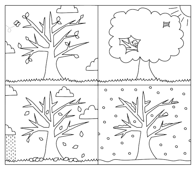 Premium vector seasons tree vector illustration