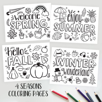 Four seasons printable coloring page by art with ms lindsey tpt