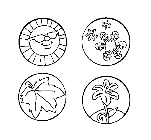 Colored page seasons of the year painted by seasons