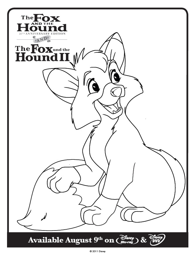 Fox hound coloring page tod â printables for kids â free word search puzzles coloring pages and other activities