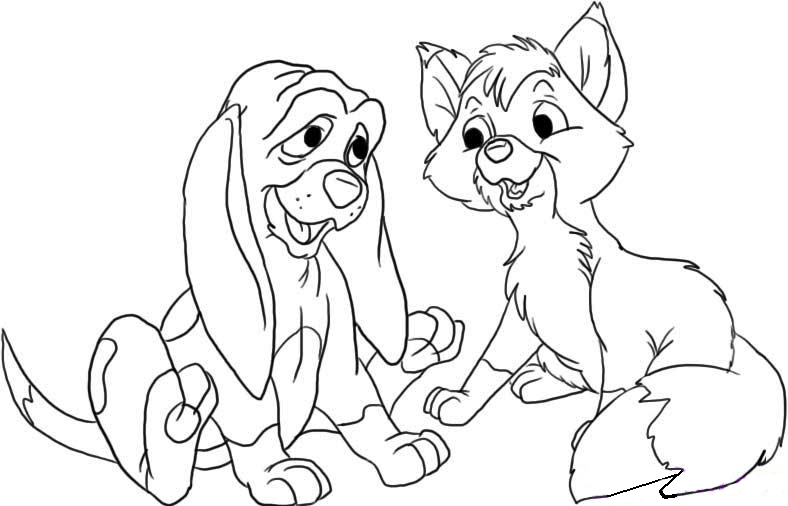 Fox and the hound coloring pages