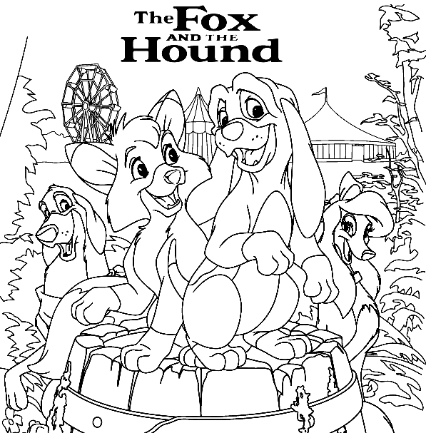 Fox and the hound coloring pages printable for free download