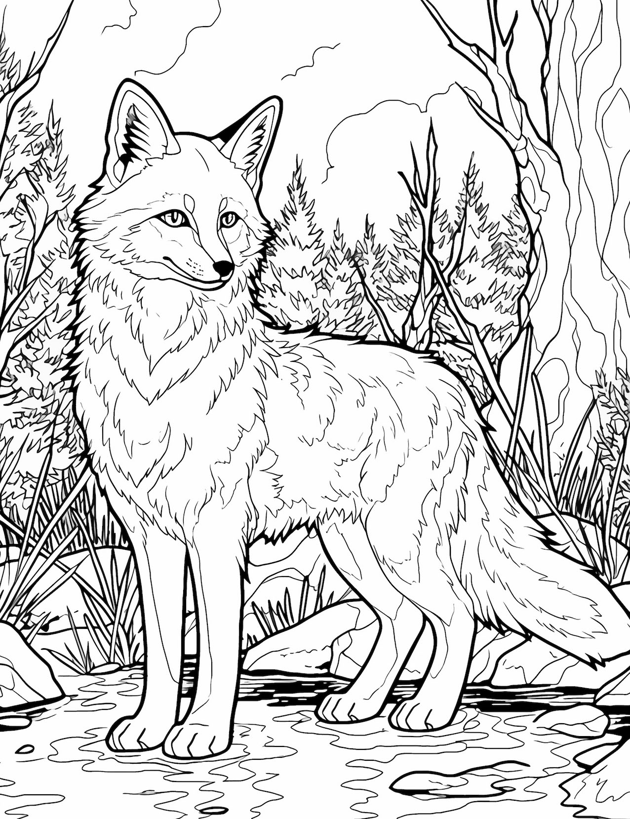 Creative fox coloring pages for kids and adults