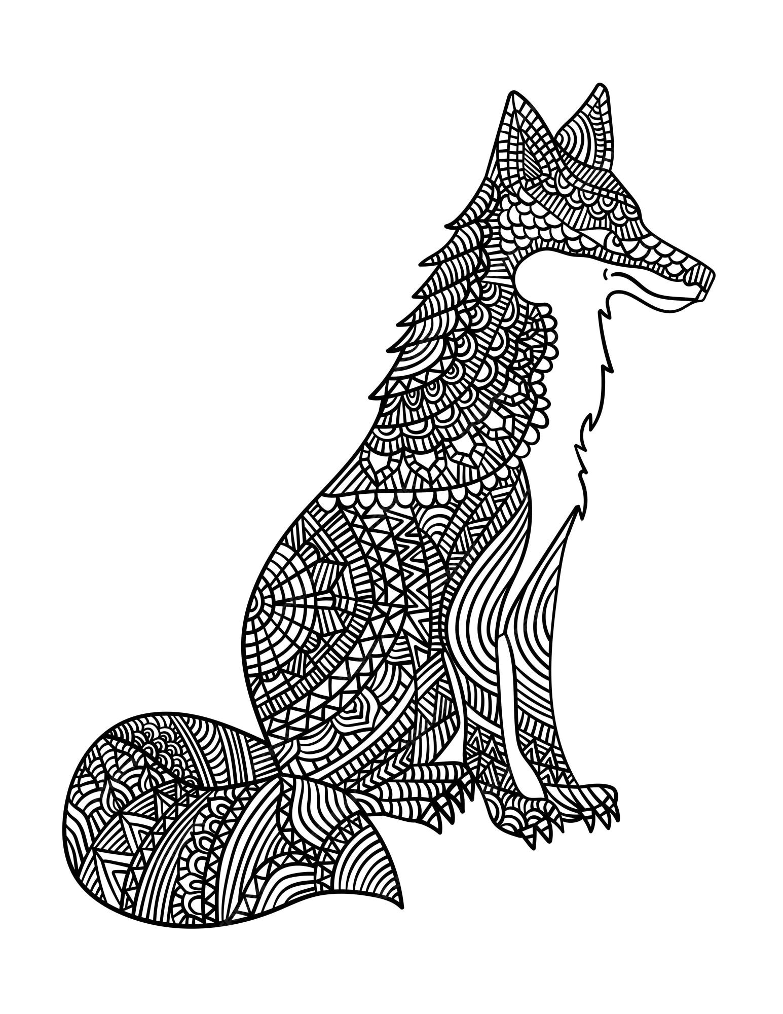Premium vector fox mandala coloring pages for adults