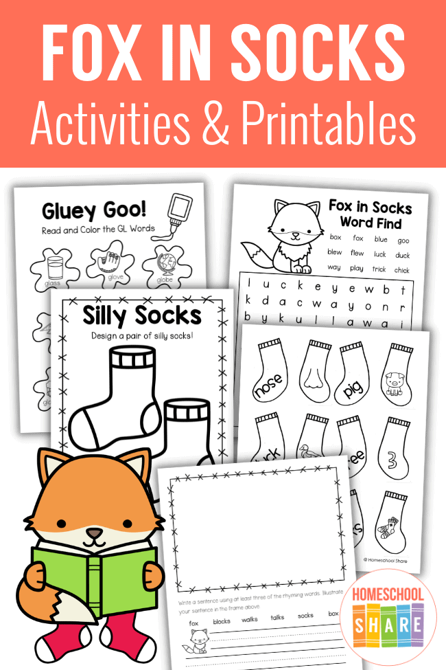 Free fox in socks activities printables