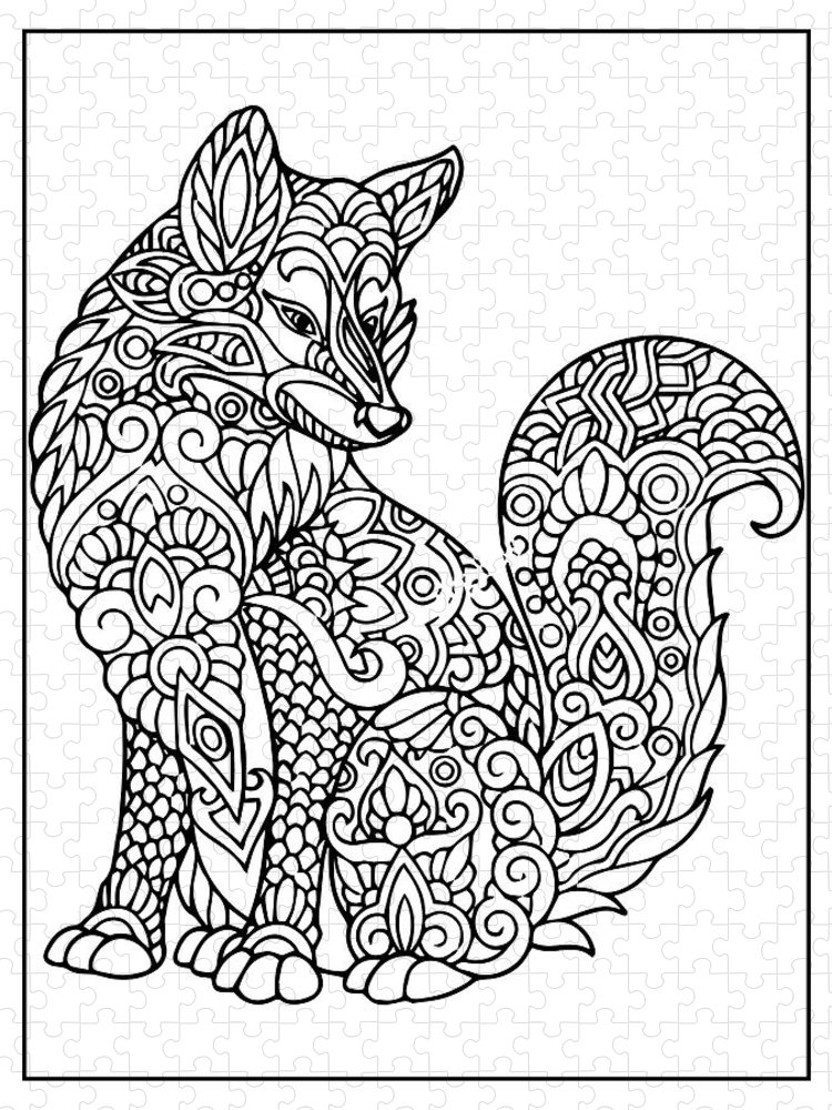 Fox mandala jigsaw puzzle by rebecca turgeon