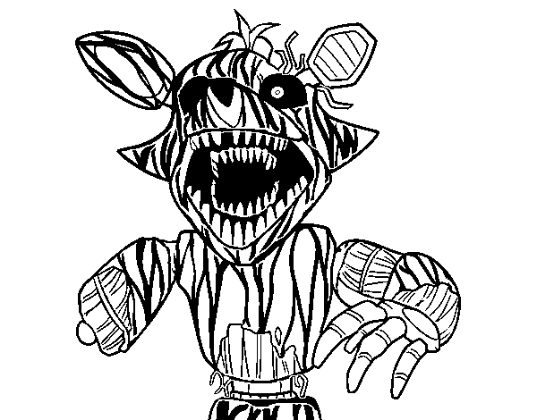 Terrifying foxy from five nights at freddys coloring page