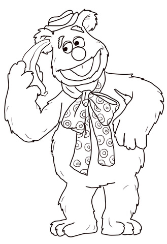 Fozzie bear with banana coloring page free printable coloring pages