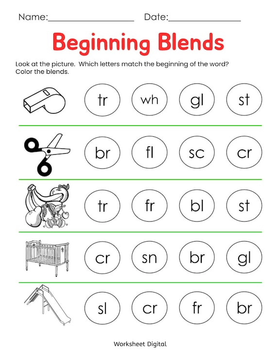 Printable beginning blends worksheets for kindergarten preschool homeschool educational printables homework worksheets blend sounds