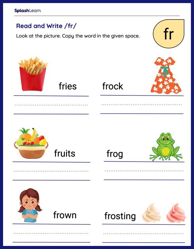 Fr blend worksheets for kids online