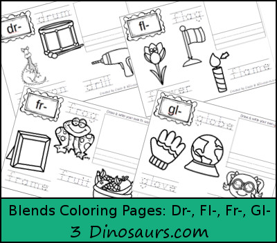 Free blends coloring pages dr fl fr gl dinosaurs