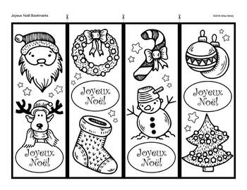 Joyeux noãl french christmas bookmarks for coloring marque