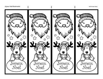 Joyeux noãl french christmas bookmarks for coloring marque