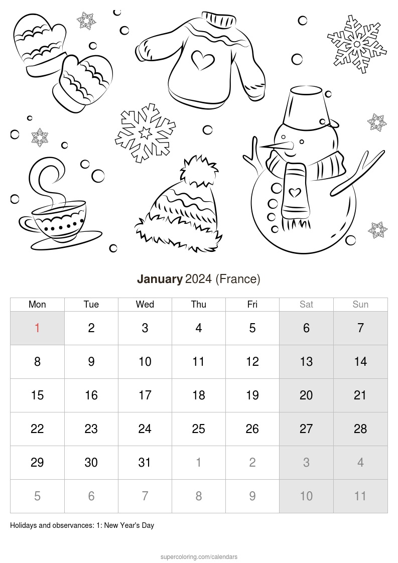 January calendar